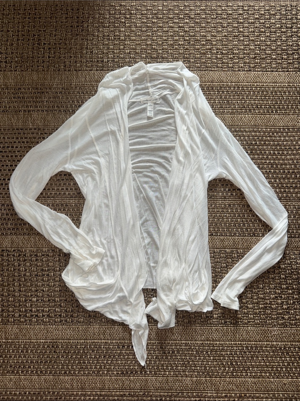 Ambiance Apparel Lightweight White Twisted Front Cardigan
